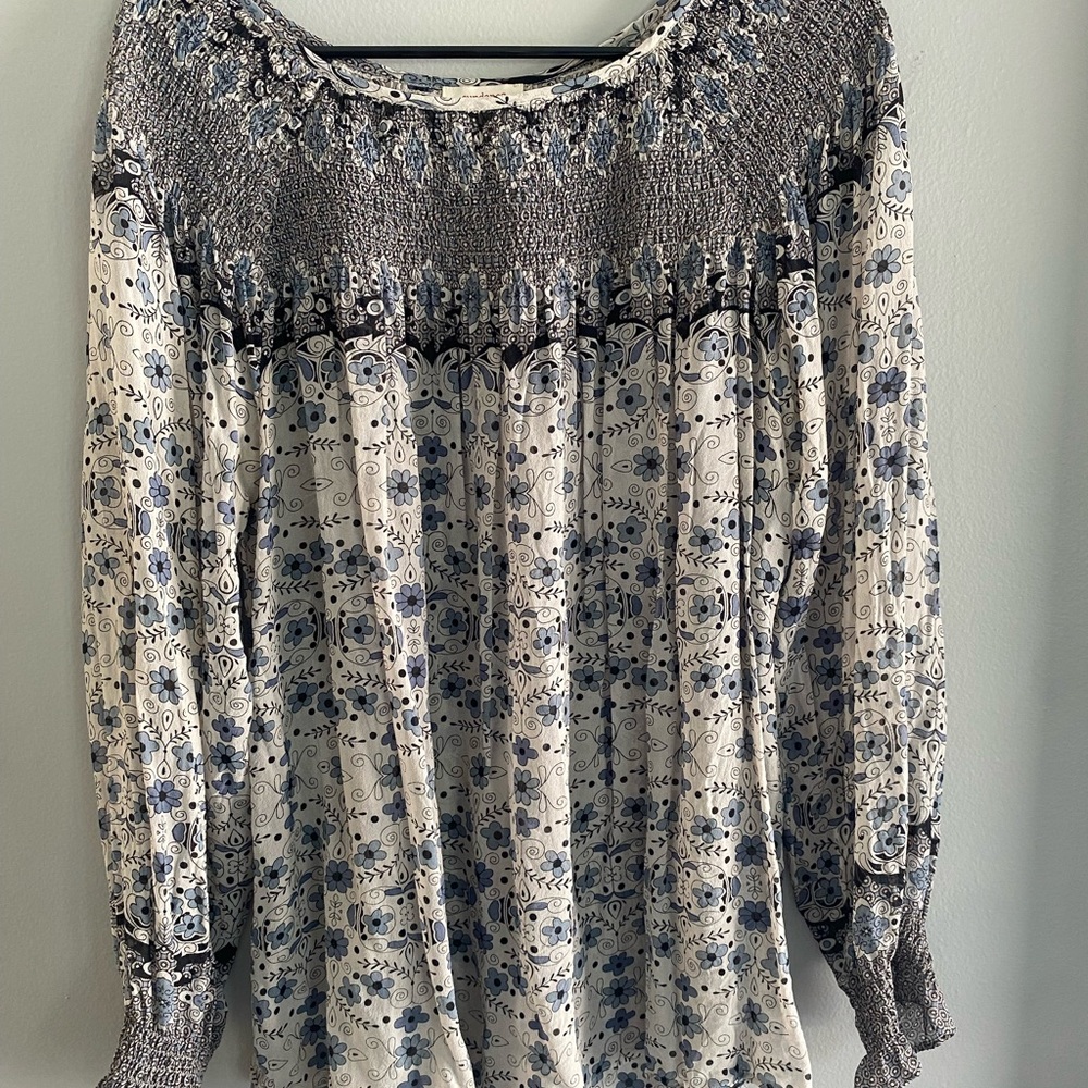 Sundance - silk semi sheer floral blouse